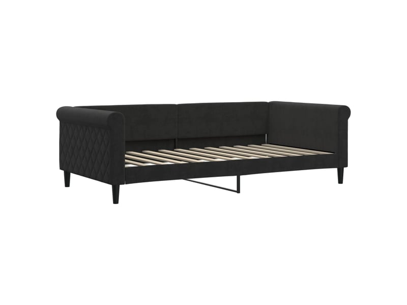  Lit simple- lit adulte -  lit de repos sans matelas noir 100x200 cm velours  - Conforama A