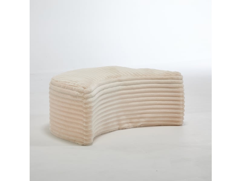 Fauteuil de relaxation rond 168x123x63 cm en chenille avec repose-pieds et 5 coussins beige chicfurn - Conforama E