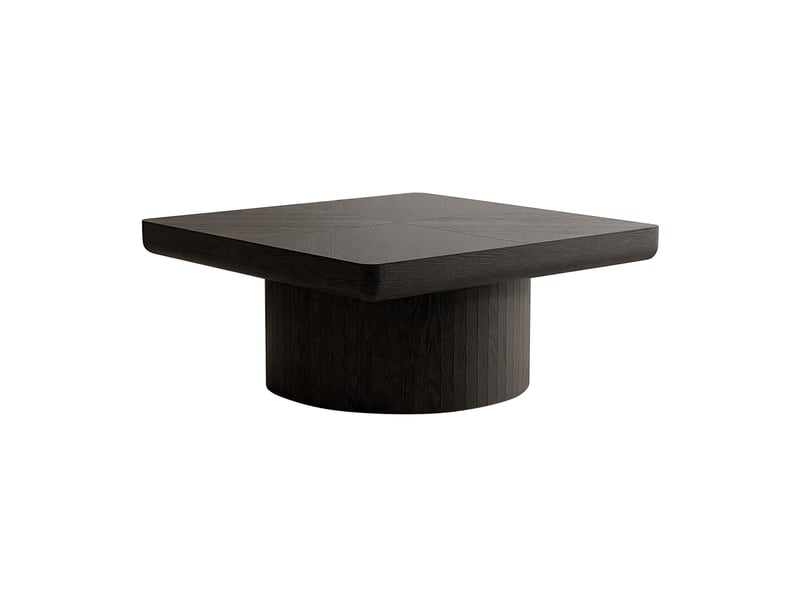  Table basse carrée noire 78 x 78 x 38 cm, plateau à motif parquet  - Conforama A