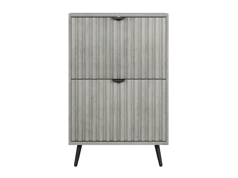  Meuble à chaussures 60x24x94 cm, 2 portes, meuble d'entrée, grande capacité, design rainuré, mdf et aggloméré, gris  - Conforama A