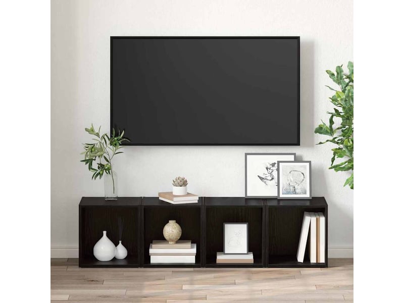  Ensemble meuble tv - banc tv - meuble de rangement 2 pcs noir bois d'ingénierie  - Conforama D