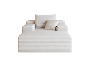 Méridienne 1 place à assise profonde  - canapé modulable en mousse haute élasticité, 115 × 159 cm, tissu côtelé - blanc