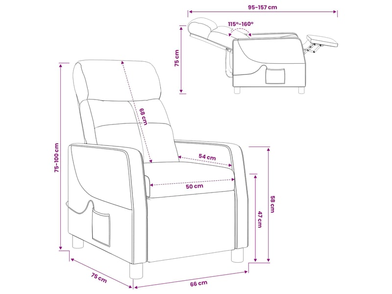  Vidaxl fauteuil de massage inclinable bordeaux tissu  - Conforama C
