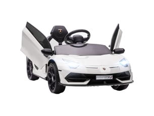 Voiture électrique pour enfants, lamborghini aventador sous licence, portes papillon, musique, klaxon, pour les 3-5 ans, blanche