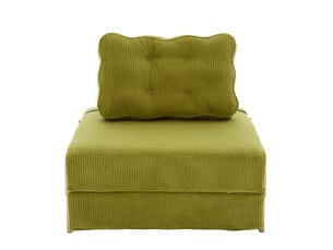 Fauteuil convertible 1 place - 90x86x84cm - chauffeuse pliable en lit d'appoint tissu velours côtelé et bois - vert
