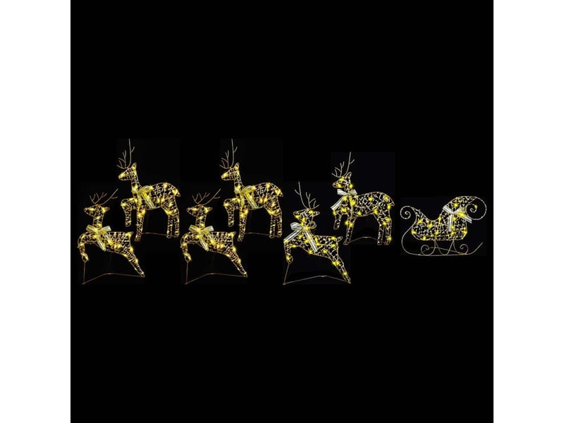 Lot de 7 rennes led, éclairage de noël, décoration de noël 40 led doré 44 x 18 x 65,5 cm pet cf62096 - Conforama D