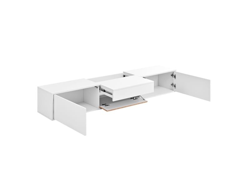  Meuble tv bas moderne – support et panneau, accueille projecteur, dimensions 180x34x30 cm  - Conforama D