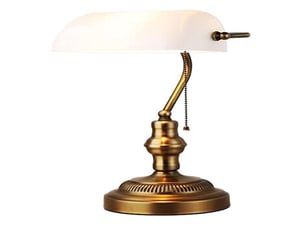 Lampe de table rétro laiton cuivre – abat-jour verre blanc e27 – lampe vintage pour salon