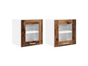 Meuble de rangement cuisine, armoire suspendue 2 pcs bois ancien bois d'ingénierie shl872