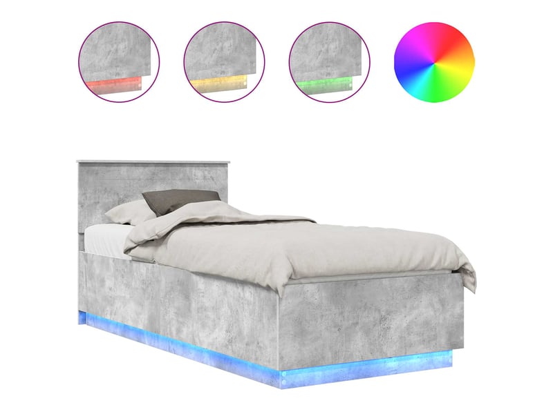  Lit simple- lit adulte -  cadre de lit gris béton 100 x 200 cm bois d'ingénierie  - Conforama A