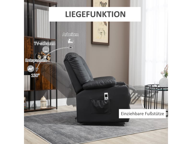  Fauteuil de massage 90x98x102 cm releveur inclinable métal noir  - Conforama C