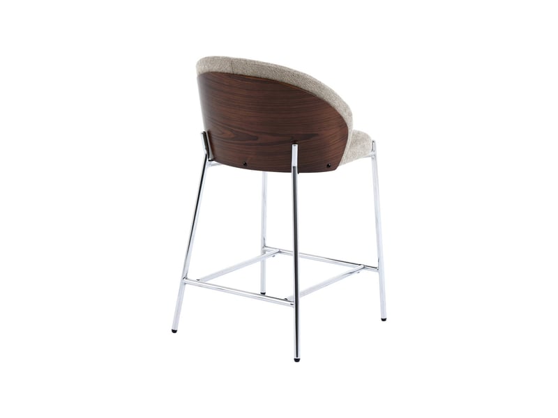 Lot de 2 tabourets de bar bois de peuplier teinté noyer. Acier chromé et tissu texturé taupe - paul  - Conforama C