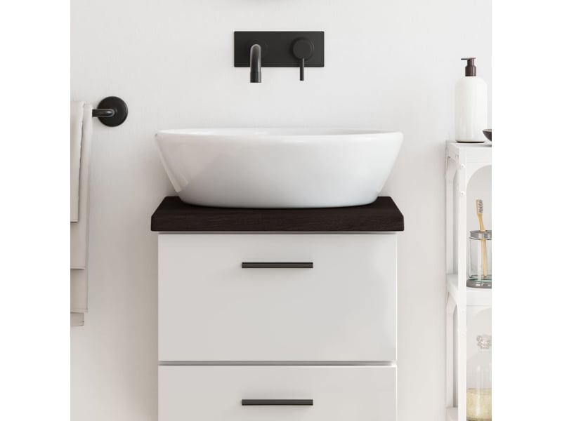 Comptoir de salle de bain, plan de travail marron foncé bois massif traité cf65852 - Conforama B