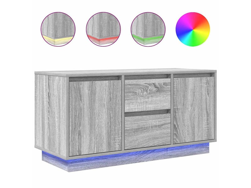  Meuble tv - banc tv - meuble de rangement avec lumières led sonoma gris 100x41x50 cm  - Conforama A