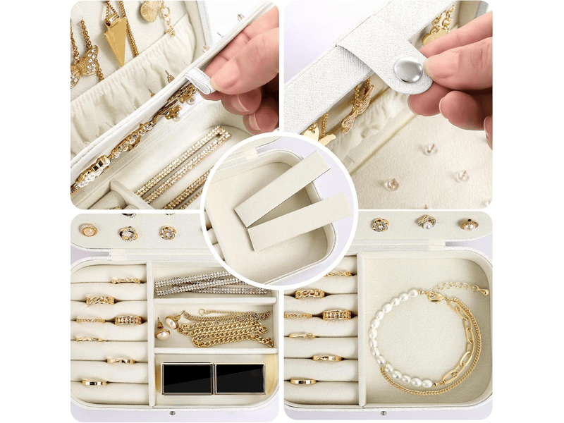  Boite à bijoux,petit coffret à bijoux voyage organisateur de bijoux,pour bagues, boucles, d'oreilles, colliers, bracelets (blanc)  - Conforama C