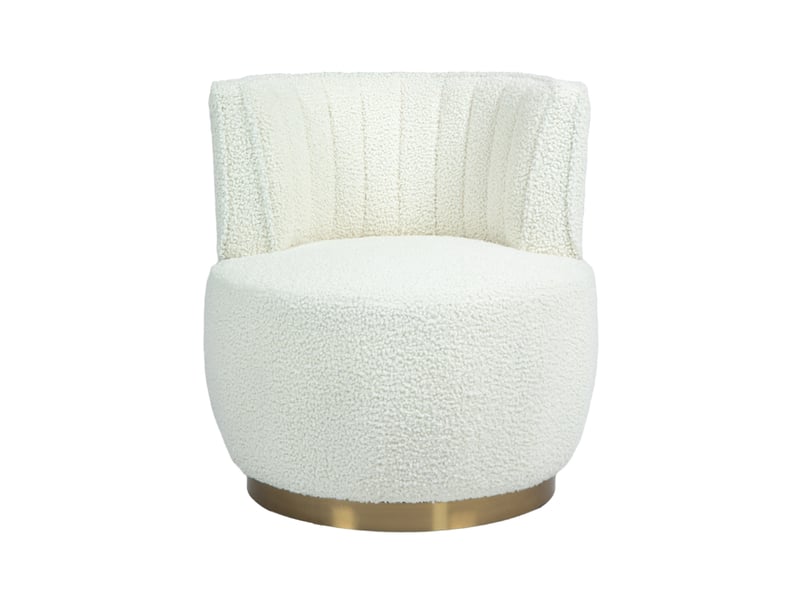 Fauteuil pivotant 360 degres 62,5 x 62 cm – blanc – dossier enveloppant, assise en tissu peluche doux - Conforama A
