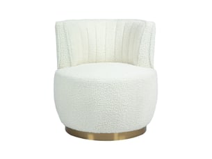 Fauteuil pivotant 360 degres 62,5 x 62 cm – blanc – dossier enveloppant, assise en tissu peluche doux