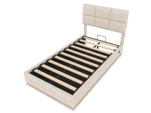 Lit coffre 90x200 cm coloris beige