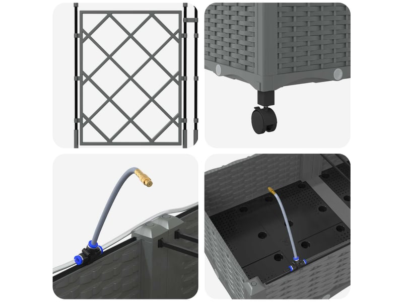 Jardinière - porte-plante de jardin avec irrigation et roues 2 pcs gris clair - Conforama E