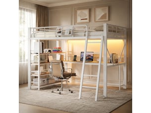 Lit mezzanine 140x200 cm <strong>OKMYHOME</strong>  <strong></strong> coloris blanc