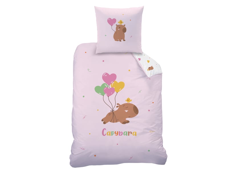  Parure de lit imprimée 100% coton, capybara 140x200+63x63cm  - Conforama A