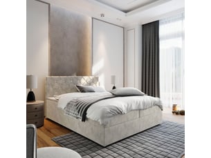 Lit avec rangement 180x200 cm <strong>MASSENO</strong> <strong></strong> coloris beige