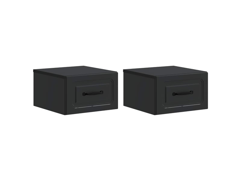 Table de chevet - cabinet de chevet - table de nuit mural 2 pc noir 34,5 x 33 x 20 cm - Conforama A