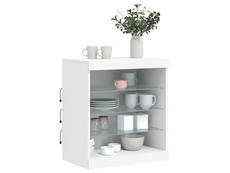 Buffet - bahut - meuble de rangement avec lumières led blanc 60,5x37x67 cm - Conforama D