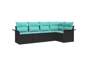 Ensemble de canapé de jardin, canapé d'extérieur 5 pc noir polyrotin cf25146