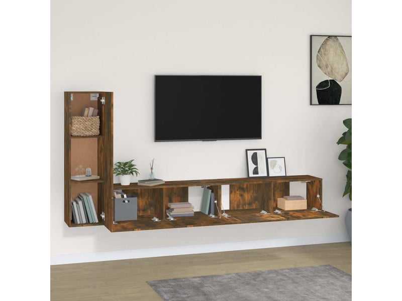  Ensemble de meubles tv 3 pcs chêne fumé bois d'ingénierie shl18972  - Conforama C
