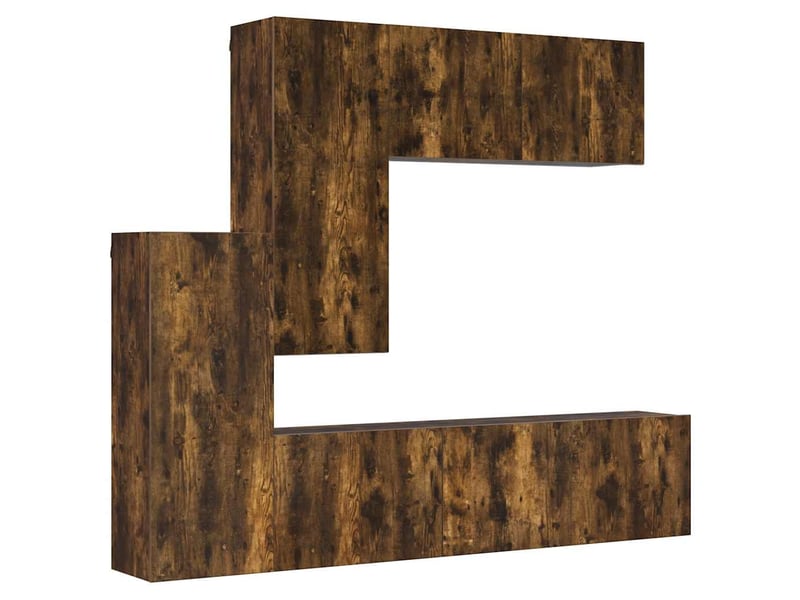  Meuble tv - unités murales tv 5 pcs chêne fumé bois d'ingénierie  - Conforama A