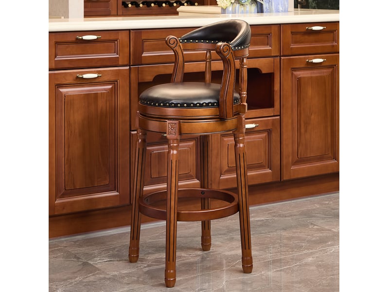  Tabouret de bar 54,8x54,8x96 cm pivotant à 360° bois noir  - Conforama C