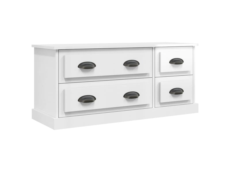  Meuble tv - banc tv - meuble de rangement blanc brillant 100x35,5x45 cm bois d'ingénierie  - Conforama A