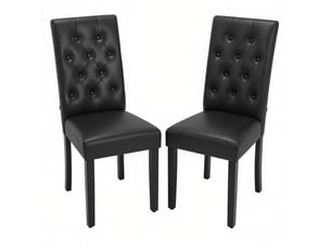 Lot de 2 chaises de salle à manger 49x42x99cm, noir, bois et pu, dossier haut ergonomique
