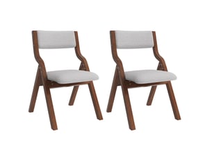 Chaise de salle à manger pliable, lot de 2 avec accoudoirs et rembourrage en bois et lin gris