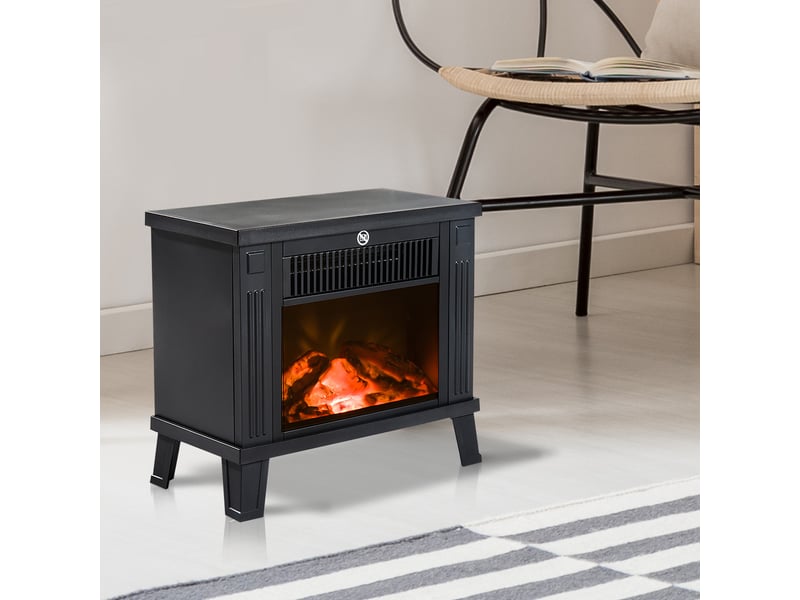  Cheminée électrique décorative avec effet flamme, 6001200 w, 13 à 18 m², noire  - Conforama C