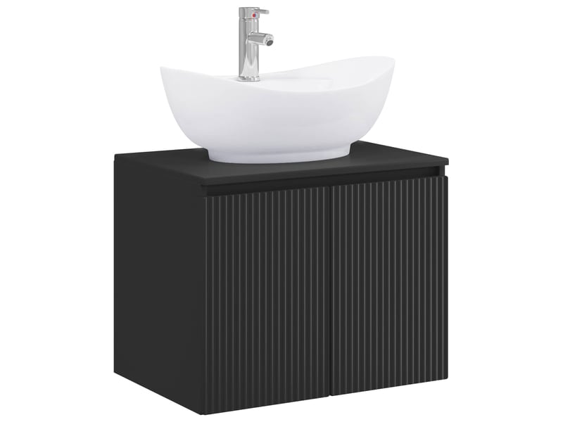  Ensemble de mobilier de salle de bain noir bois d'ingénierie cf64695  - Conforama A