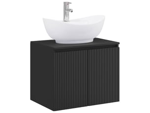 Ensemble de mobilier de salle de bain noir bois d'ingénierie cf64695
