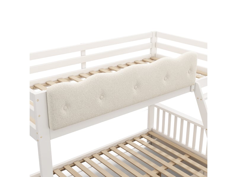 Lit superposé enfant 90x200140x200 cm blanc avec 2 tiroirs, porte-revues et garde-corps Fay Lum - Conforama E