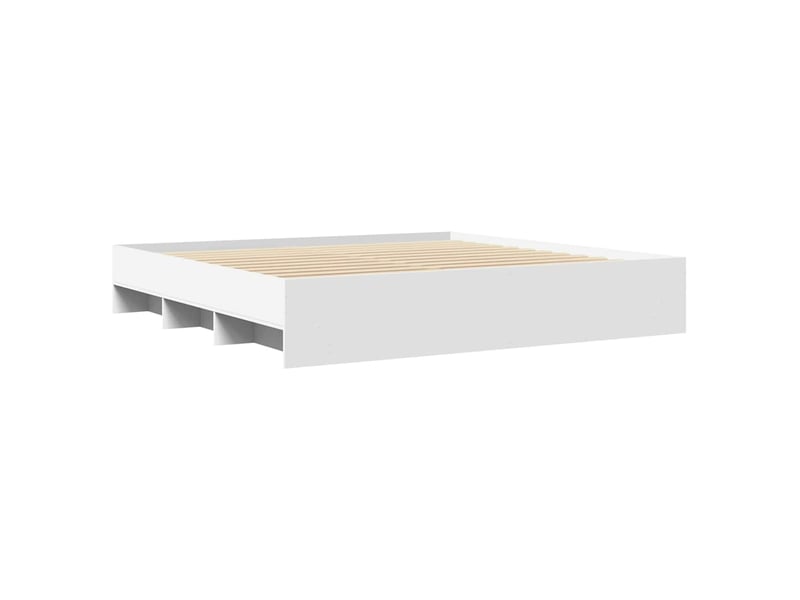 Lit double- lit adulte - cadre de lit sans matelas blanc 200x200 cm bois d'ingénierie - Conforama C