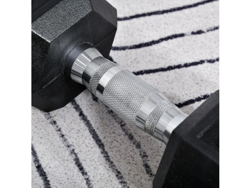Haltères hexagonaux 2 x 8 kg 30,5 cm – noir – paire antiroulis à poignée moletée en métal et caoutchouc - Conforama E