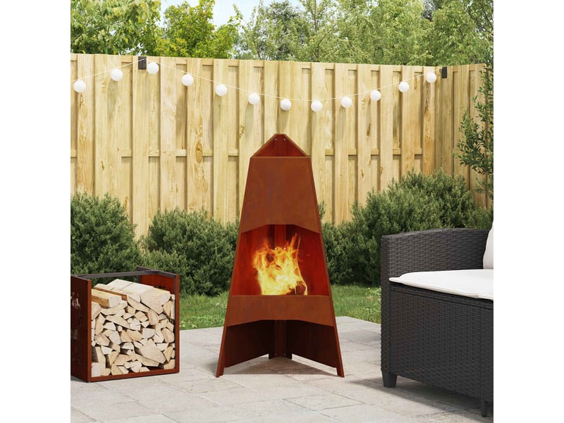  Brasero exterieur, foyer rouillé 50x50x95 cm acier patiné  - Conforama B