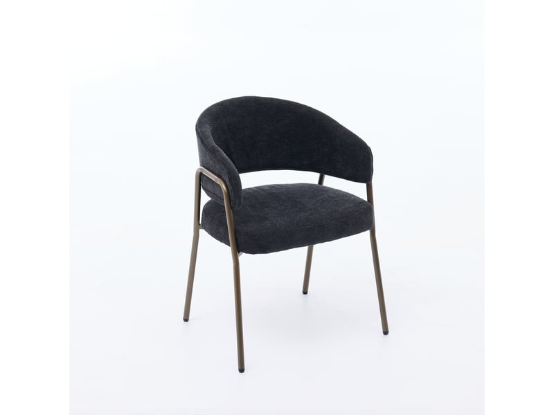  Chaise de salle à manger avec accoudoirs en tissu chenille, pieds en métal W3223P435434 - Conforama B