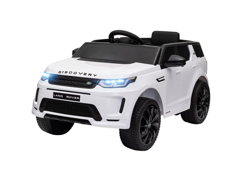  Voiture électrique pour enfants, véhicule 12 v avec télécommande, lumières led, musique et klaxon, 3-6 ans, blanche  - Conforama B