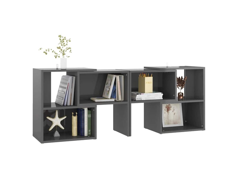  Meuble tv - banc tv - meuble de rangement gris brillant 104x30x52 cm bois d'ingénierie  - Conforama E
