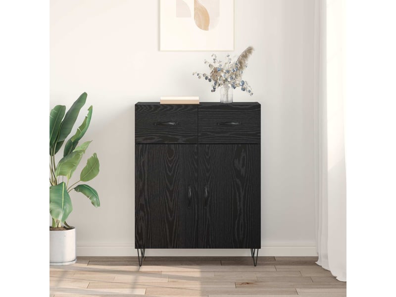  Buffet - bahut - meuble de rangement chêne noir 69,5 x 34 x 90 cm bois d'ingénierie  - Conforama D