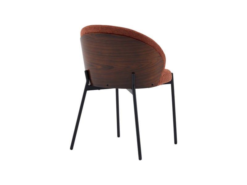Lot de 2 chaises bois de peuplier teinté noyer. Acier noir et tissu texturé terracotta - paul - Conforama C