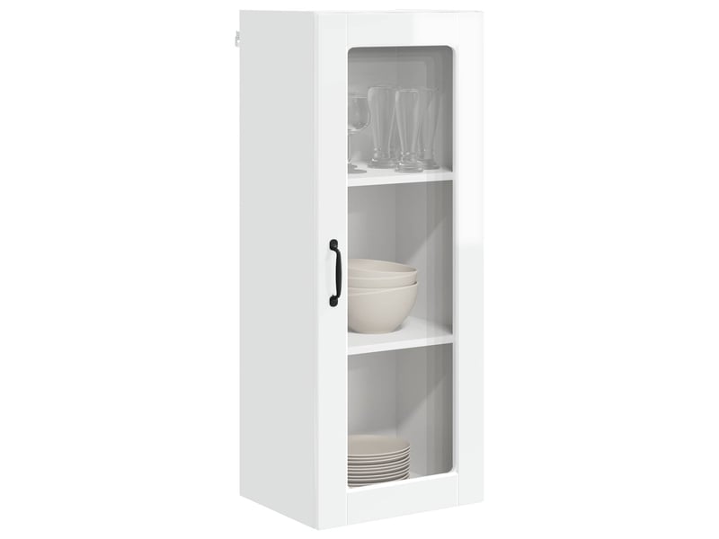  Meuble mural de cuisine, cabinet en verre mural blanc brillant 40x31x100cm shl1945  - Conforama C