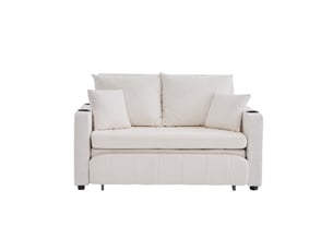Canapé convertible 3 places en tissu chenille beige, canapé-lit multifonction avec rangement et usb pour salon moderne