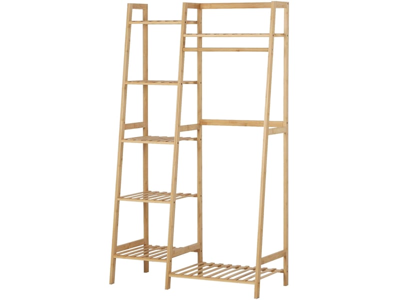  Porte-vêtements sur pied avec 7 étagères pour couloir chambre 140 x 80,5 x 38,5 cm en bambou bois naturel 13_0018929  - Conforama A